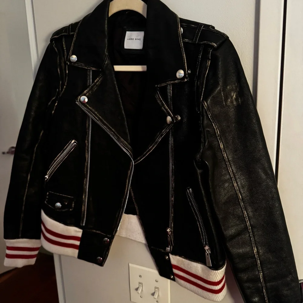 Anine Bing Quinlan Distressed Leather Moto Jacket - Picture 9 of 13